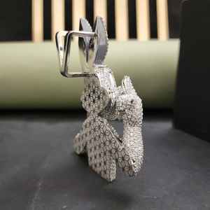 จี้กระต่ายการ์ตูนประดับมอยส์ซาไนต์ พร้อมเงินแท้ 925 สำหรับงานปาร์ตี้ฮิปฮอป รูปทรงการ์ตูนสุดพิเศษสำหรับจี้และเครื่องประดับชั้นดี - Product Image 3