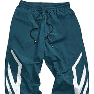 กางเกงไนลอนเอวยางยืดสำหรับผู้ชายกางเกงวอร์มขาตรงแบบลำลอง - Product Image 2