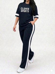 Conjunto Deportivo de 2 Piezas para Mujer con Logotipo Personalizado, Camiseta Holgada y Pantalones Anchos, Ropa Casual de Calle, Transpirable, Ideal para el Verano - Product Image 5