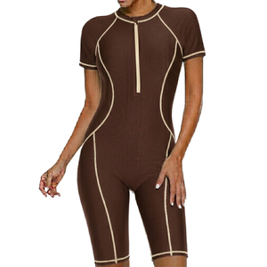 Traje de Baño Profesional para Mujer, 220g, Spandex y Nailon, Sin Costuras, de Una Pieza, con Pantalones Cortos - Product Image 3