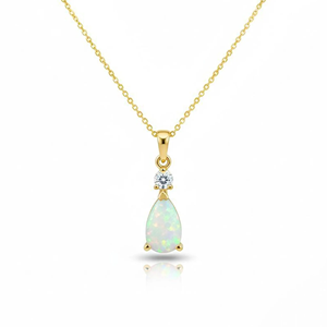 Collar con Colgante de Ópalo en Forma de Gota de Agua para Mujer, Chapado en Oro de 14K, Cadena de Aleación, Joyería Clásica para Uso Diario - Product Image 3