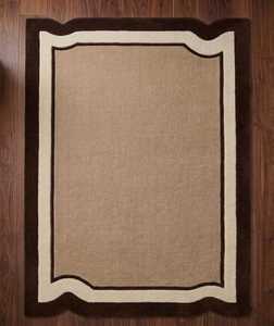 Tapis rectangulaire classique avec centre bleu et bordure crème marine, en laine tuftée, antidérapant, pour salon - Product Image 6