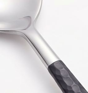 Stainless Steel <b>Spoon</b> <b>Fork</b> <b>Set</b> With Black Textured Handles Durable Minimalist Design For Camping Use - Product Image 2