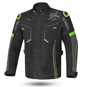 Veste de moto unisexe imprimée 5 Sports, grande taille, manches longues, noire avec accents verts, coupe-vent, toutes saisons - Product Image 1