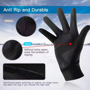 Gants de course à doigts entiers en nylon antidérapants, unisexes, motif noir et rouge, pour le cyclisme, le ski et l'hiver - Product Image 6