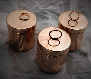 โถเทียนทองเหลืองแท้พร้อมฝาโลหะ โถเทียนทรงกระบอกทองเหลืองลายริ้ว - Product Image 4