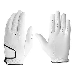 Gants de golf blancs en cuir véritable respirant unisexe à enfiler pour les mains - Product Image 1