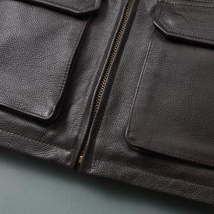 Veste en cuir de veau naturel pour homme, style revers tendance pour motards, veste en cuir de veau vintage pour homme - Product Image 5