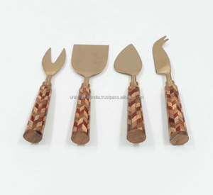 4-Piece Steel <b>Cheese</b> <b>Knife</b> <b>Set</b> With Wooden Handles Durable Handcrafted <b>Cheese</b> Tools For Serving And Display - Product Image 1