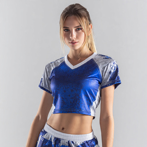 Camiseta Corta de Fútbol Americano, 100% Poliéster, Cuello en V, Ropa Deportiva para Mujer, Tops Cortos de Fútbol Americano para Mujer - Product Image 6
