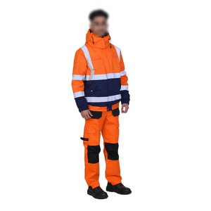 Traje de Trabajo de Poliéster de Alta Visibilidad Naranja de Bilal Enterprises, Chaqueta con Capucha con Franjas Reflectantes y Protección Contra Pinchazos para Seguridad - Product Image 4