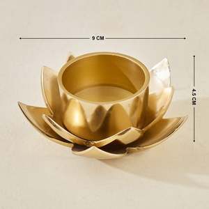 Support de Bougie Chaude Soma Pema Lotus Doré, Artisanat Écologique et Durable, Décoration Religieuse pour la Maison - Product Image 2