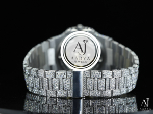 AARVA JEWELS นาฬิกาเพชรผู้หญิงสแตนเลสสตีล 30 มม. อะนาล็อกควอตซ์หน้าปัดคริสตัลแซฟไฟร์ 3BAR กันน้ำอัตโนมัติวันที่ - Product Image 4
