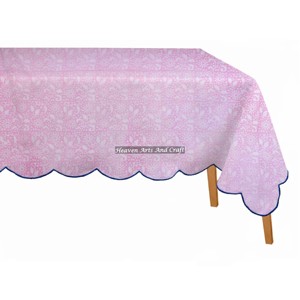 Mantel Rectangular de Algodón 100% Puro con Borde Festoneado, Estampado Floral a Mano, Decoración Floral para Bodas, Cubierta de Mesa Festoneada de 60 Pulgadas para el Hogar - Product Image 6