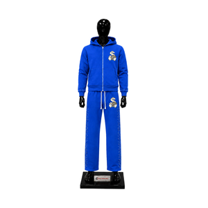 Conjunto Deportivo Azul Rey Personalizado para Hombre, Sudadera con Cremallera Completa, Pantalones Deportivos de Pierna Ancha, Logotipo Gráfico, Ropa Deportiva Casual, Venta al Por Mayor - Product Image 1