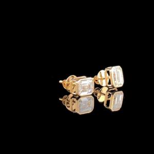 Pendientes de Diamante Cultivado en Laboratorio con Corte Esmeralda de 2 Quilates, Engastados en Oro Rosa de 14K, Joyería Minimalista para Mujer, Regalo de Boda - Product Image 5