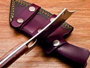 Couteau à découper artisanal en acier inoxydable avec manche en bois et étui en cuir, couteau de boucher personnalisé pour hacher la viande, couteau de chef de cuisine OEM ODM - Product Image 4