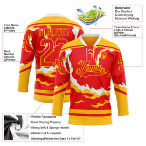Maillot de hockey sur glace personnalisé, imprimé coucher de soleil tropical, col en V, manches trois quarts, polyester sublimé, vêtements unisexes pour adultes - Product Image 5
