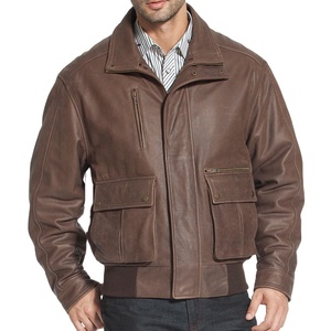 แจ็คเก็ตหนังแท้สีน้ำตาลสไตล์นักบินสำหรับผู้ชาย รุ่นดิสเทรส พร้อมปกขนสัตว์ ปี 2026 - Product Image 2