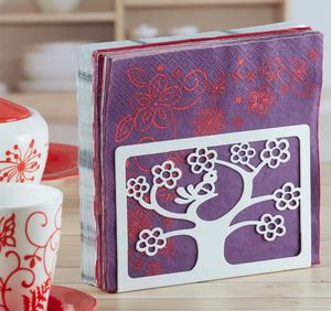 Purple Floral <b>Paper</b> <b>Tissue</b> Box With White Tree Cutout Design Free Standing Style - Product Image 2