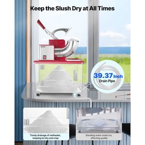 Macchina Elettrica Commerciale per Ghiaccio Tritato 661LBS/H, 350W, in Acciaio Inossidabile, Tritaghiaccio a 4 Lame, 2000 Giri/min - Product Image 4