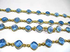 Chaîne connectrice carrée en calcédoine bleue naturelle, vendue au mètre - Product Image 1