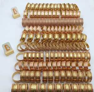 Wholesale Bela Artisan Women's 99% Pure Copper Gold Plated Open Cuff <b>Bracelet</b> <b>Adjustable</b> Wrap Bangle Geometric Floral Pattern - Product Image 3