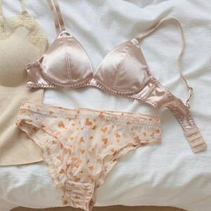 Conjunto de lencería ultrafino y transpirable para mujer, con encaje bordado, sexy, sin forro, de talle bajo, bikini en tallas grandes, con logo en la copa y diseño liso. - Product Image 1