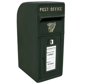 Unicorn <b>Cast</b> Iron Post Office Blue Plastic Mailbox Vintage Style Front Access Key Lock Durable <b>Powder</b> Coated Free-Standing - Product Image 2