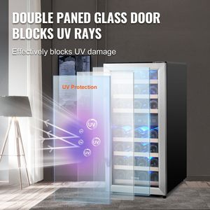 Doppia zona 33-bottiglia di vino refrigeratore Freestanding luce a LED frigorifero per vino e bevande - Product Image 5
