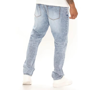 Wholesale Cheap Price Men's Denim <b>Jeans</b> Pure Knitted Cotton Made <b>Button</b> Closure Stacked Design <b>Jean</b> Pant For Male - Product Image 4