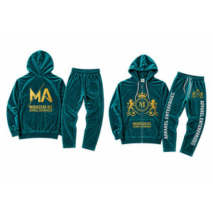 Mudassar for Apparel Enterprises <b>Men's</b> Vintage <b>Navy</b> Blue Hooded Tracksuit Set 100% Polyester 340gsm Lightweight Full Length - Product Image 5