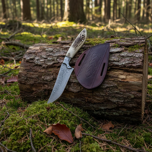 Handmade Damascus Steel Viking Art Bowie <b>Knife</b> Industrial Grade 10IN | Horn Handle Includes Durable Leather Sheath <b>Safe</b> - Product Image 2