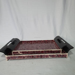 Thanhcongcraft 100% plateau en laque de bambou naturel taille personnalisée forme ronde de qualité pour la décoration de cuisine usage domestique du Vietnam - Product Image 4