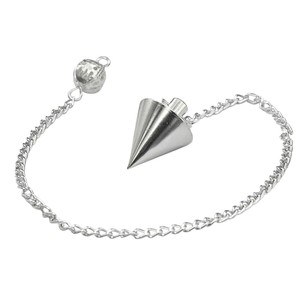 Vente en gros de pendules Feng Shui de qualité supérieure, en argent poli, de forme conique, pour la guérison énergétique et la divination - Product Image 3