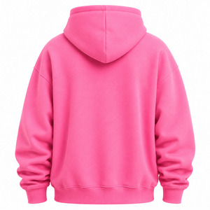 High Quality 100% Cotton <b>Pink</b> Pullover <b>Hoodie</b> Unisex Solid Color Heavyweight Winter Fleece Streetwear Breathable Drop Shoulder - Product Image 2