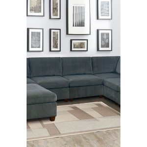 Moderno 7 pz grigio ciniglia U-sezionale modulare 2x angolo cuneo 3x poltrone senza braccia 2x Ottoman compensato 7 pz Set soggiorno divani - Product Image 3