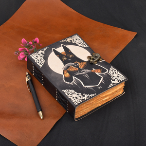 A5 Ancient Myth Inspired Jackal Deity Diary Notebook 100 Pages <b>Lock</b> Journal Egyptian Style Premium Durable Cover Gift Stationery - Product Image 5
