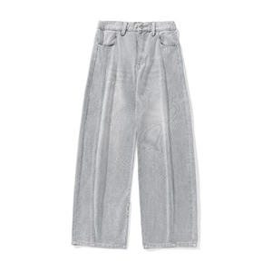 Jeans pour hommes en gros, style streetwear, denim, coupe large, délavé effet usé, vêtements pour hommes 2026 - Product Image 1