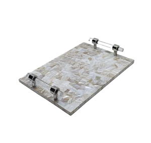 Plateau de service moderne en nacre, plateau à vin rouge, décoration d'intérieur, noir et blanc, naturel, écologique, multifonctionnel - Product Image 6