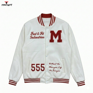 Manufacturer High Quality College Baseball Varsity Jacket for Men Street Style <b>Black</b> Embroidery Breathable Windproof 100% Cotton - Product Image 5