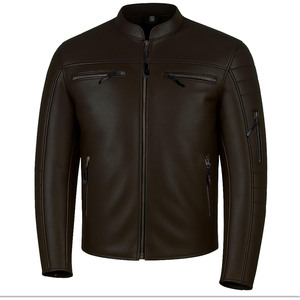 Blouson de moto pour homme en cuir de buffle naturel, ventilé, pour cruiser, motard, touring, toutes saisons, marron - Product Image 1