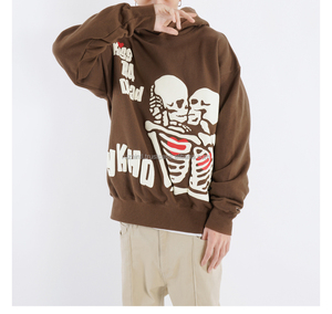 Sweat-shirt à capuche imprimé style streetwear, impression en relief 3D, broderie, coton épais, coupe ample, unisexe, décontracté, hiver - Product Image 5
