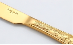 Acme Metal Gold Plated Knife Elegant Floral Design <b>Mirror</b> Polish Rust Resistant Flatware for Wedding Events And Restaurant - Product Image 2