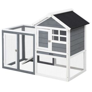 Cage à lapins en bois résistante aux intempéries de 48 pouces avec toit en asphalte incliné, enclos intérieur/extérieur pour lapins, cages pour chiens - Product Image 1