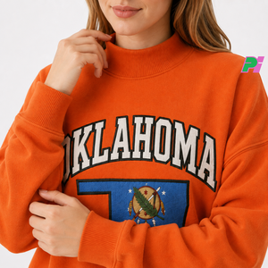 Sudadera con Cuello Alto OKLAHOMA, Sudadera con Letras y Mapa Aplicados, Sudadera con Cuello Alto Personalizada, Sudadera Oversize con Cuello Alto - Product Image 2