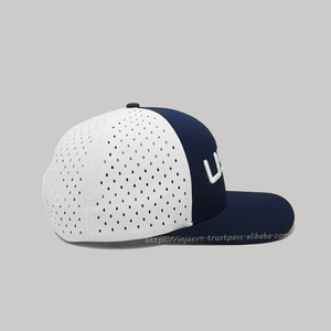 Vietnam High-quality 5 Panels <b>Waterproof</b> Golf <b>Hats</b> for Outdoor Sports 3D Logo Embroidery Laser Cut Holes Decorative Rope - Product Image 4