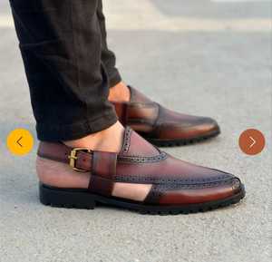 Sandalias de Hombre de Cuero Genuino Marrón con Tiras Cruzadas y Punta Abierta, con Hebilla, Suela de Goma, Moda de Verano - Product Image 3
