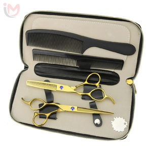 Ciseaux de coiffure professionnels dorés 6 pouces pour gauchers, ensemble de ciseaux de barbier professionnels pour salon de coiffure, kit de coupe de cheveux pour barbier - Product Image 1