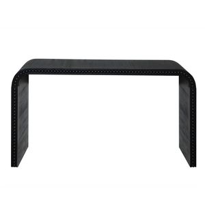 Consolle in legno nero da 59 pollici con piano curvo a cascata e perline in legno per ingressi - Product Image 4